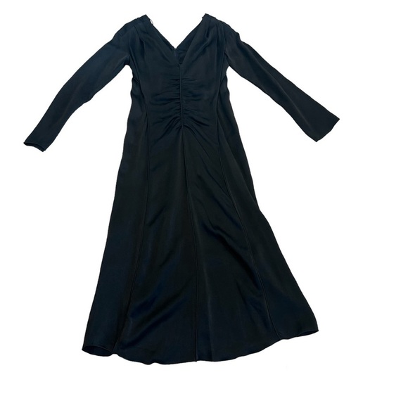 Zara Studio Collection limited edition black A-line V- neck pleated midi dress M - Picture 9 of 17